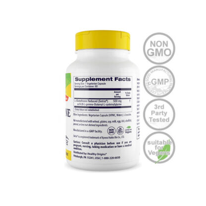 L-Glutathione Reduced 500mg-60ct NON-GMO - Image 3