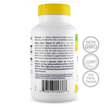 Vitamin D3 125mg-360ct-5000iu NON-GMO - Image 2